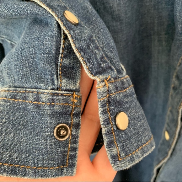 GAP Chambray Denim Snap Button Long Sleeve Dress - Picture 6 of 7